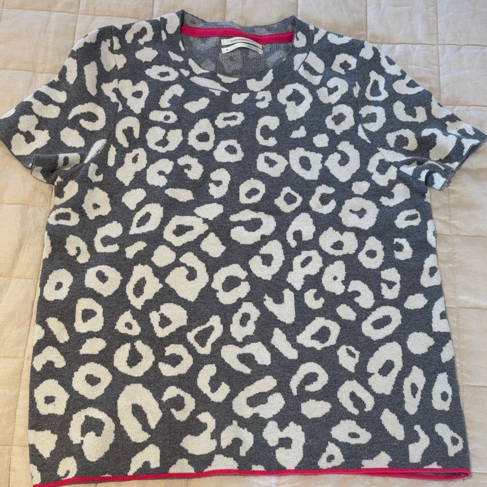 Gray and White Leopard Print Sweater